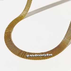 Gold Sleek Mesh Chain Choker
